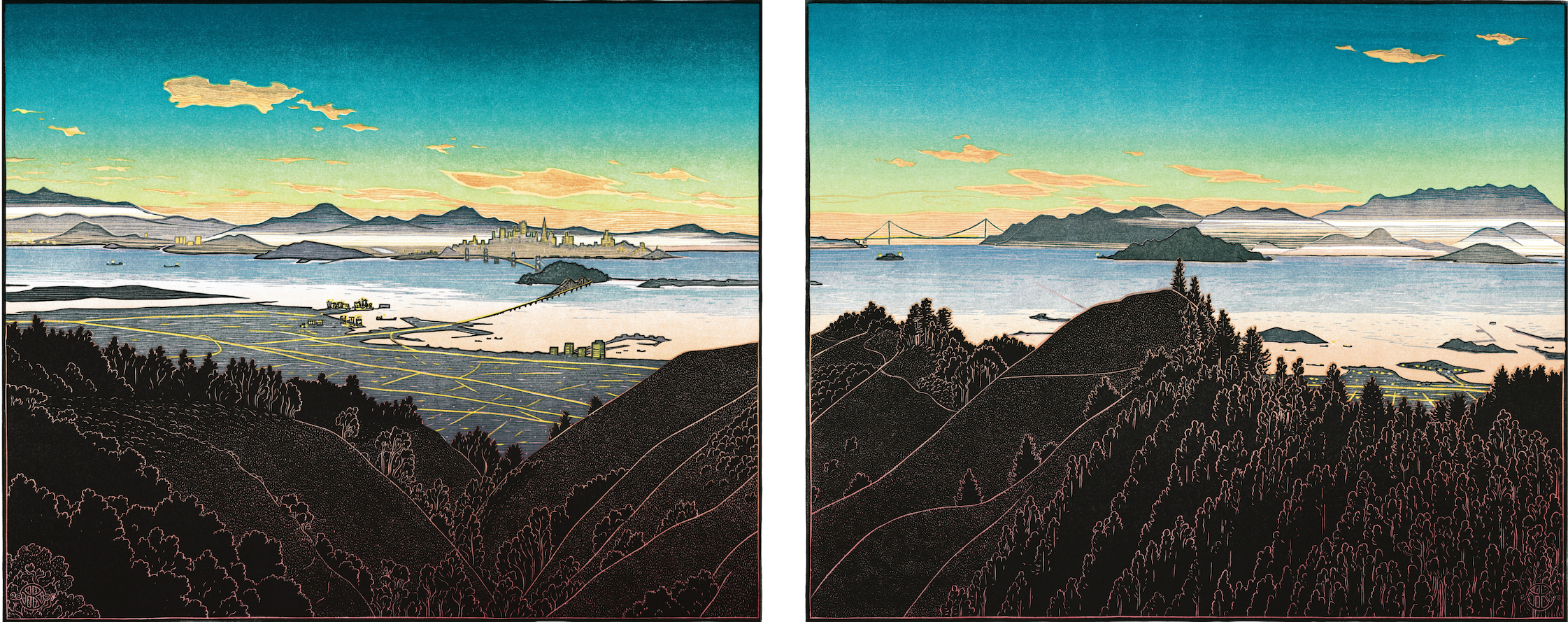 S.F. Bay Sunset from Grizzly Peak (Diptych) — Tom Killion S.F. Bay Sunset from Grizzly Peak (Diptych) — Tom Killion